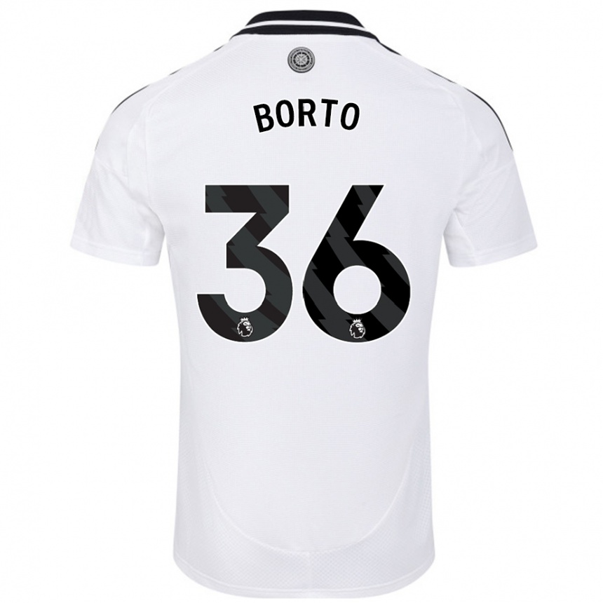 Kids Football Alex Borto #36 White Home Jersey 2024/25 T-Shirt