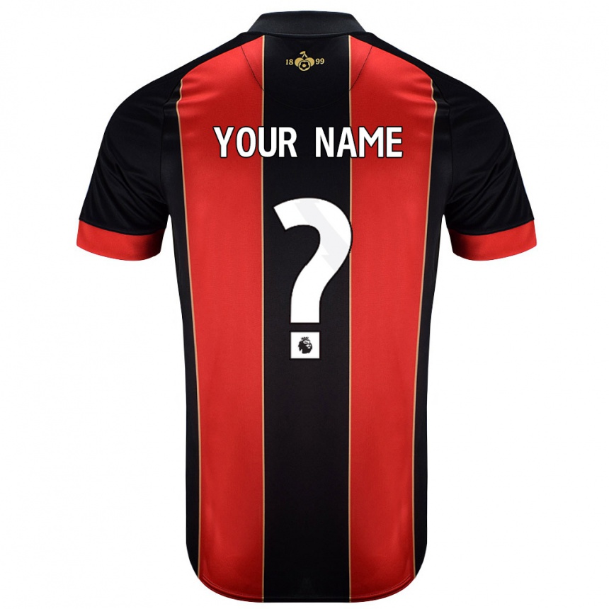 Kids Football Your Name #0 Red Black Home Jersey 2024/25 T-Shirt