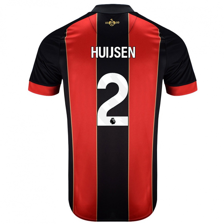 Kids Football Dean Huijsen #2 Red Black Home Jersey 2024/25 T-Shirt