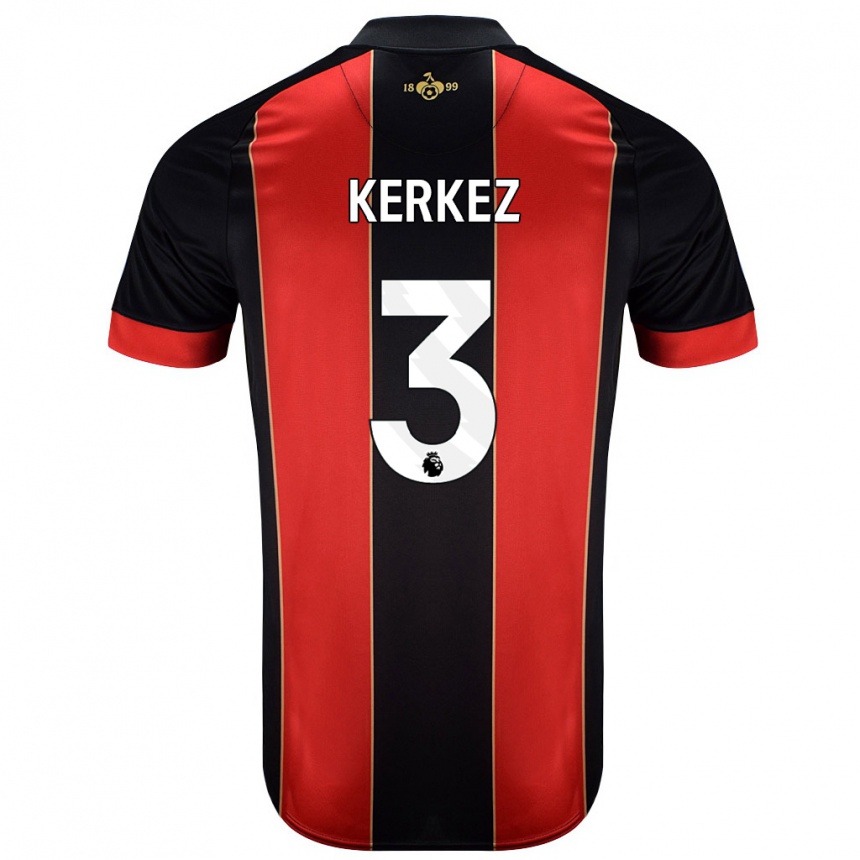 Kids Football Milos Kerkez #3 Red Black Home Jersey 2024/25 T-Shirt