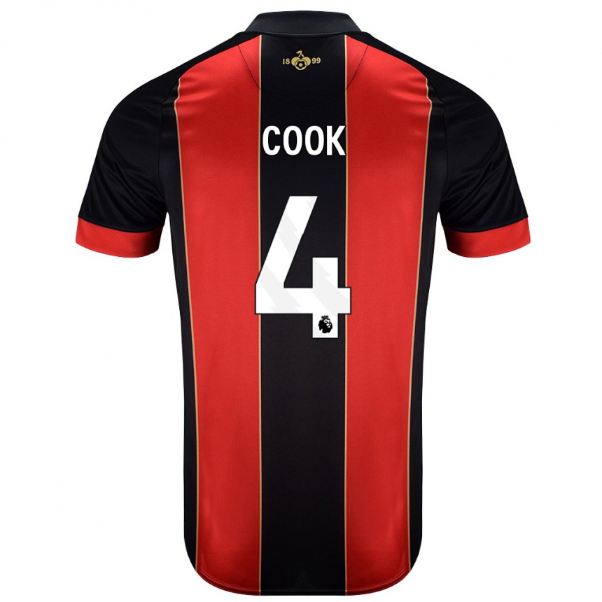 Kids Football Lewis Cook #4 Red Black Home Jersey 2024/25 T-Shirt