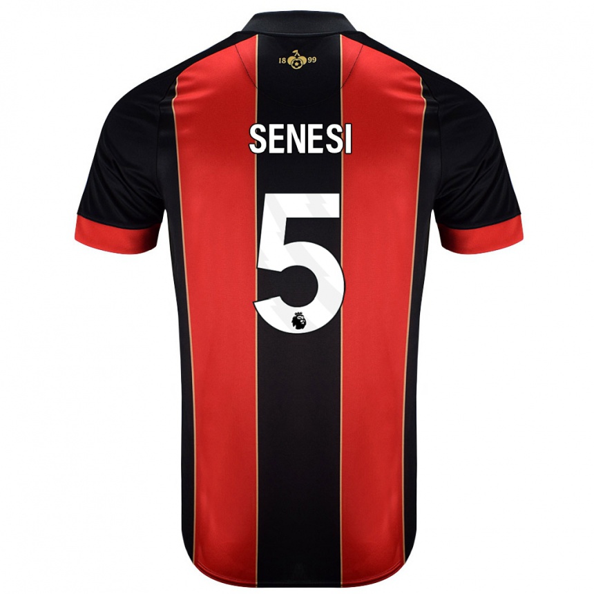 Kids Football Marcos Senesi #5 Red Black Home Jersey 2024/25 T-Shirt