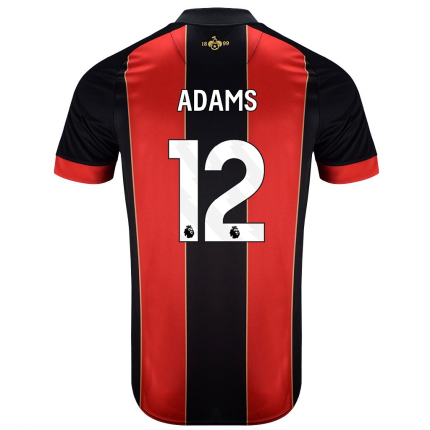 Kids Football Tyler Adams #12 Red Black Home Jersey 2024/25 T-Shirt