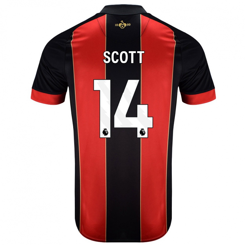 Kids Football Alex Scott #14 Red Black Home Jersey 2024/25 T-Shirt