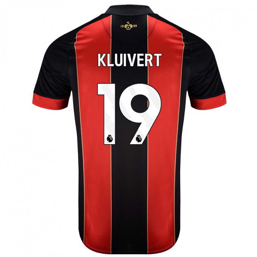 Kids Football Justin Kluivert #19 Red Black Home Jersey 2024/25 T-Shirt