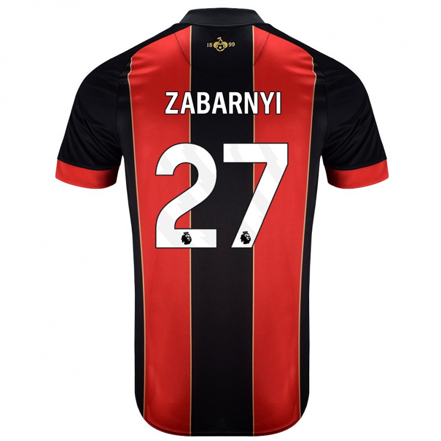 Kids Football Ilya Zabarnyi #27 Red Black Home Jersey 2024/25 T-Shirt