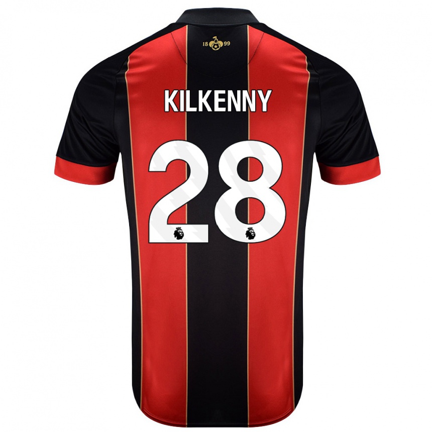 Kids Football Gavin Kilkenny #28 Red Black Home Jersey 2024/25 T-Shirt