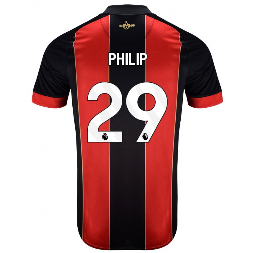 Kids Football Philip Billing #29 Red Black Home Jersey 2024/25 T-Shirt