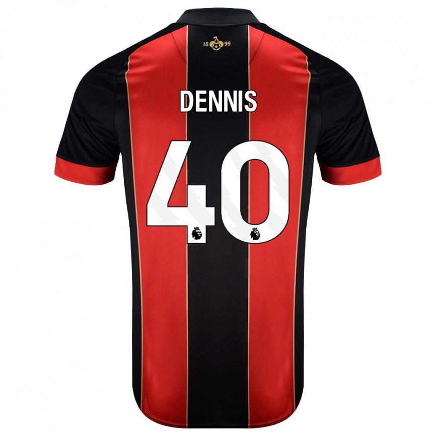 Kids Football Will Dennis #40 Red Black Home Jersey 2024/25 T-Shirt