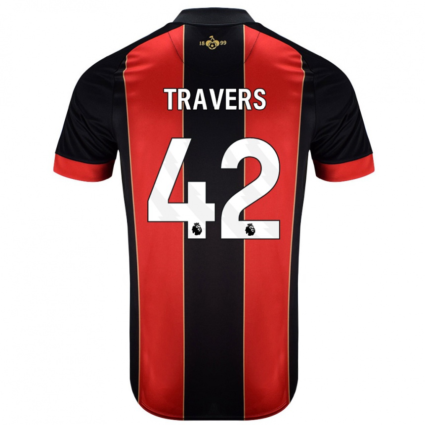 Kids Football Mark Travers #42 Red Black Home Jersey 2024/25 T-Shirt