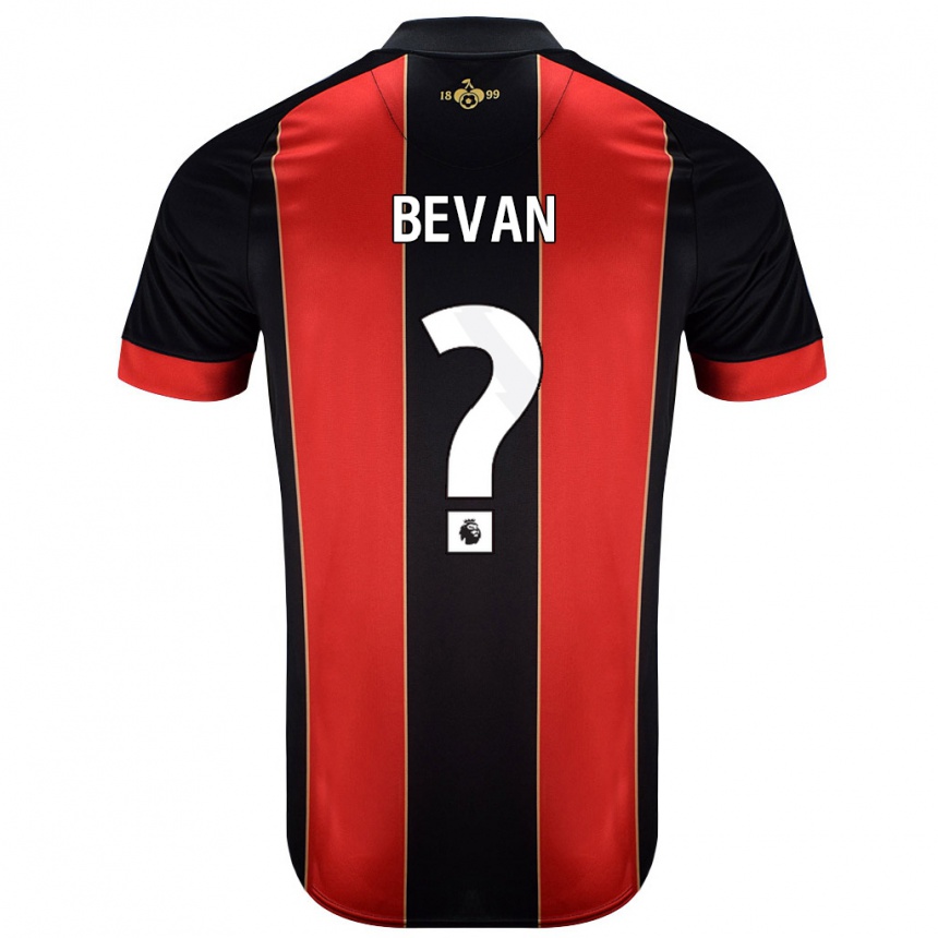 Kids Football Owen Bevan #0 Red Black Home Jersey 2024/25 T-Shirt