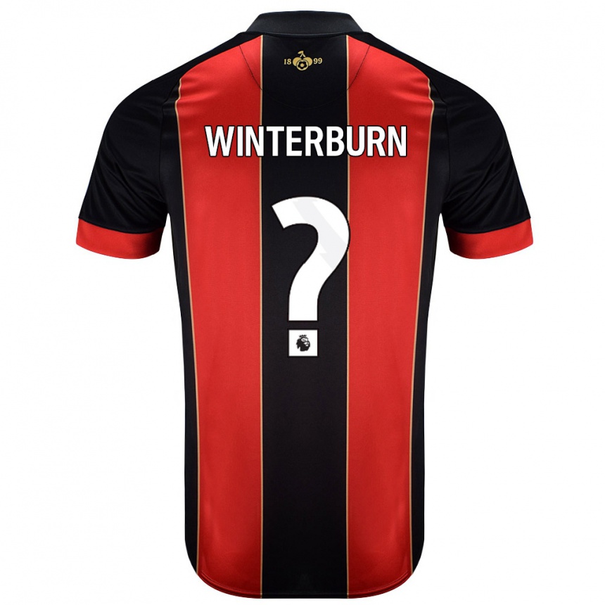 Kids Football Ben Winterburn #0 Red Black Home Jersey 2024/25 T-Shirt