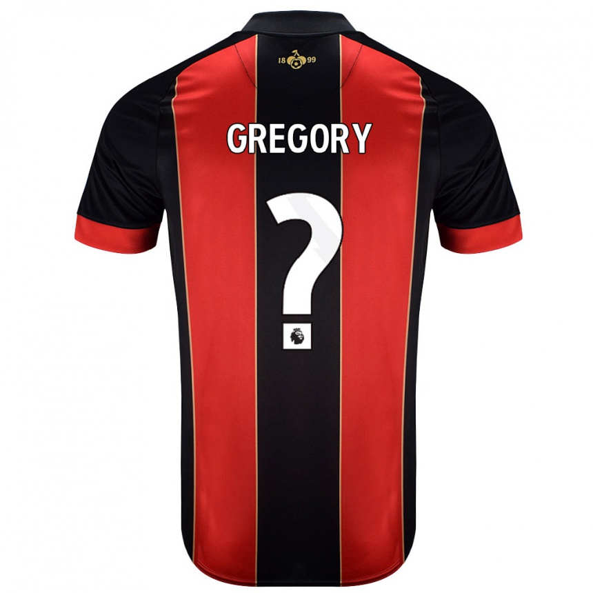 Kids Football Karlos Gregory #0 Red Black Home Jersey 2024/25 T-Shirt