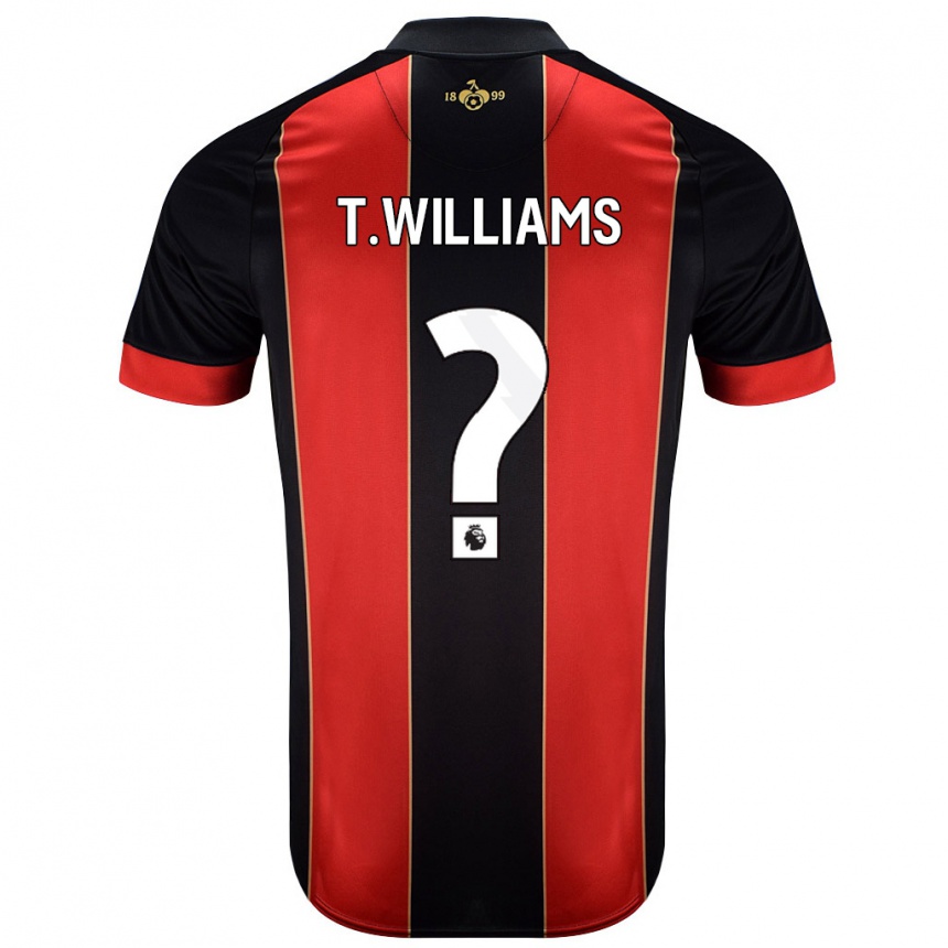 Kids Football Toure Williams #0 Red Black Home Jersey 2024/25 T-Shirt