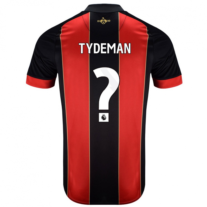 Kids Football Kian Tydeman #0 Red Black Home Jersey 2024/25 T-Shirt