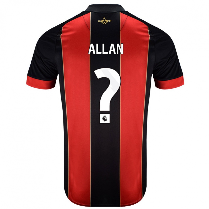 Kids Football Mack Allan #0 Red Black Home Jersey 2024/25 T-Shirt