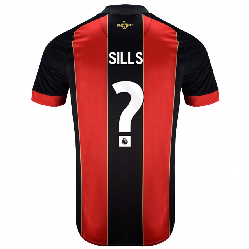 Kids Football Ethan Sills #0 Red Black Home Jersey 2024/25 T-Shirt