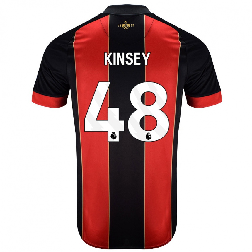 Kids Football Max Kinsey #48 Red Black Home Jersey 2024/25 T-Shirt