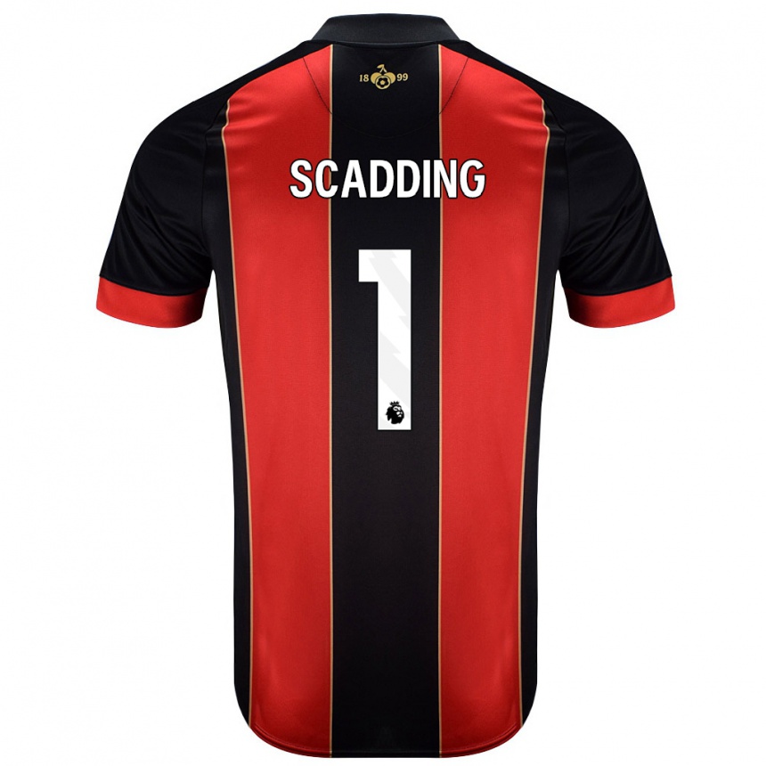 Kids Football Katie Scadding #1 Red Black Home Jersey 2024/25 T-Shirt