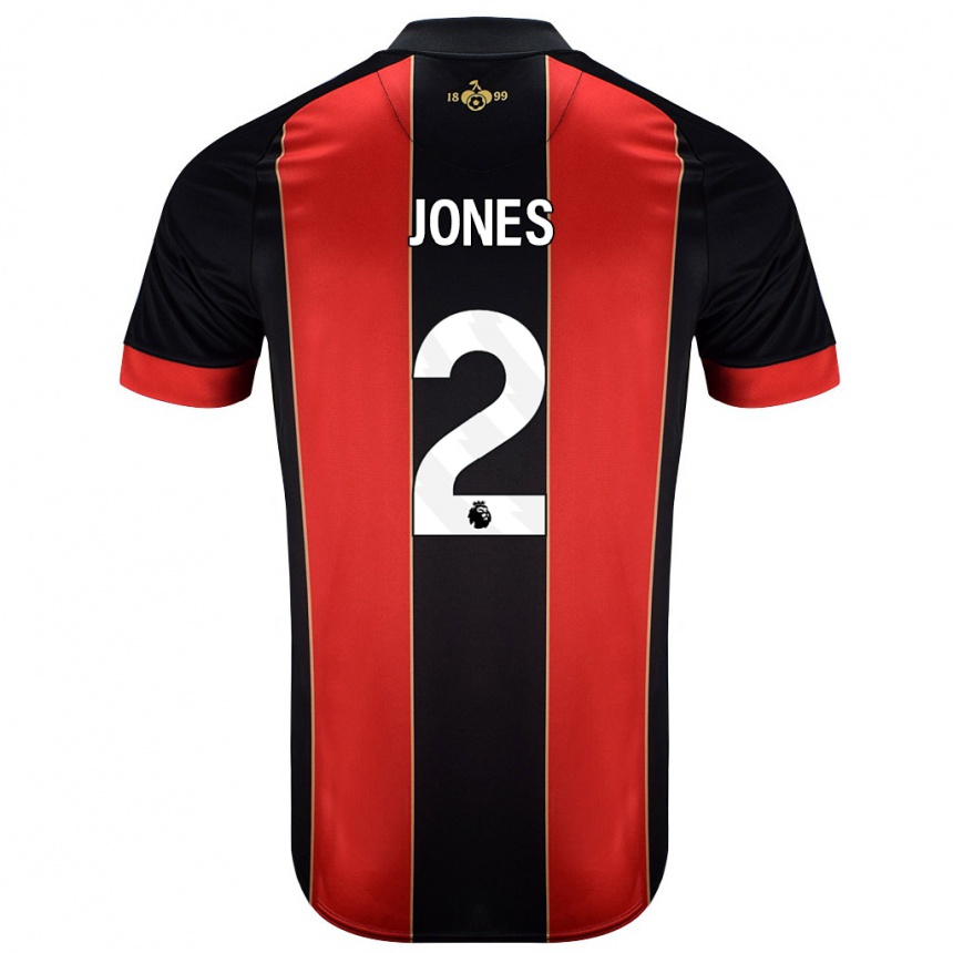 Kids Football Abby Jones #2 Red Black Home Jersey 2024/25 T-Shirt