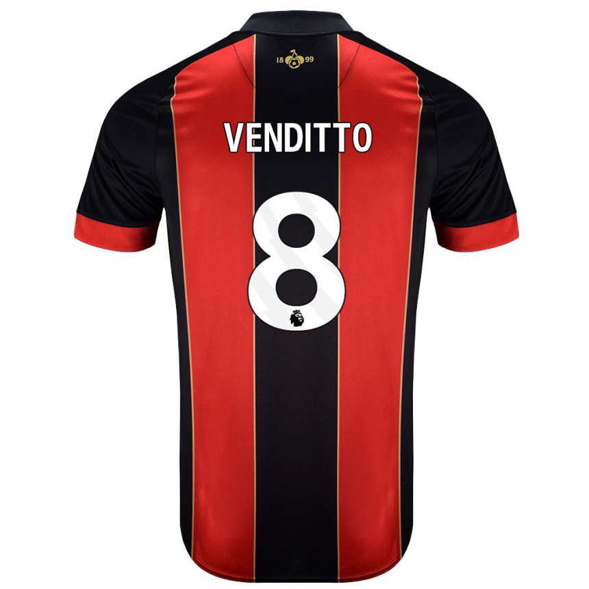 Kids Football Olivia Venditto #8 Red Black Home Jersey 2024/25 T-Shirt