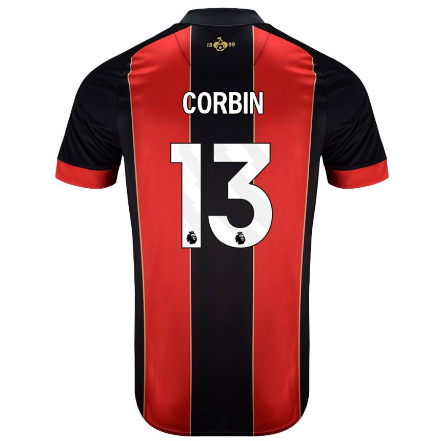 Kids Football Helen Corbin #13 Red Black Home Jersey 2024/25 T-Shirt