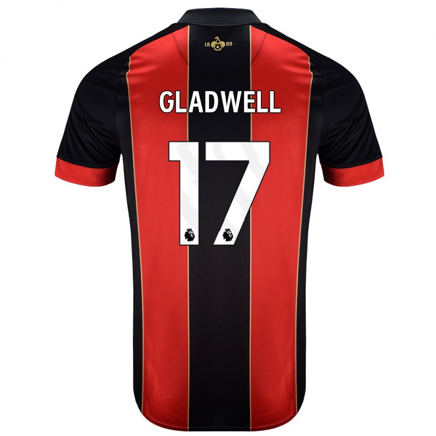 Kids Football Molly Gladwell #17 Red Black Home Jersey 2024/25 T-Shirt