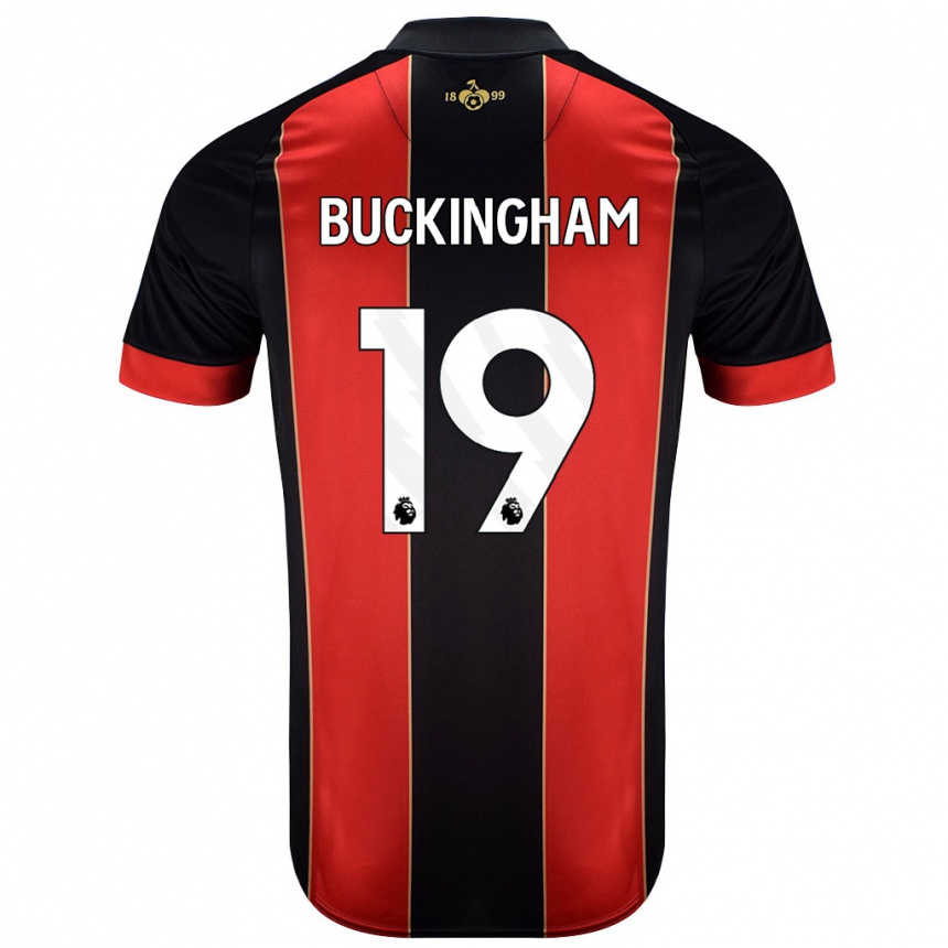 Kids Football Alisha Buckingham #19 Red Black Home Jersey 2024/25 T-Shirt