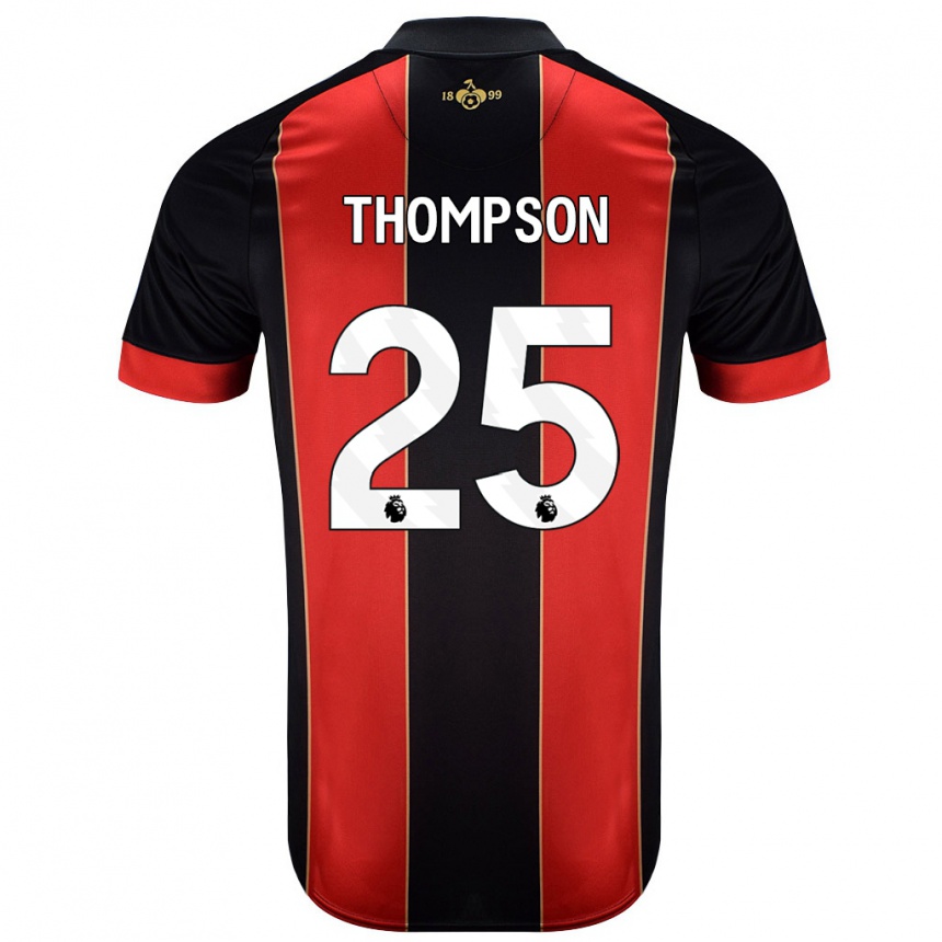 Kids Football Kenni Thompson #25 Red Black Home Jersey 2024/25 T-Shirt