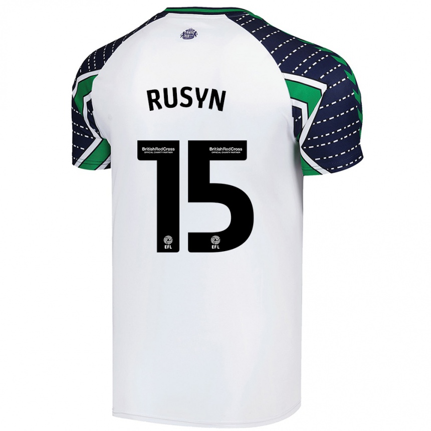 Kids Football Nazariy Rusyn #15 White Away Jersey 2024/25 T-Shirt