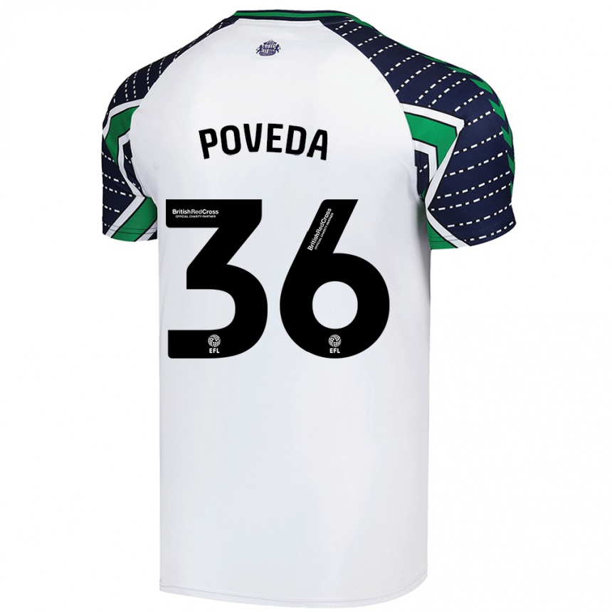 Kids Football Ian Poveda #36 White Away Jersey 2024/25 T-Shirt