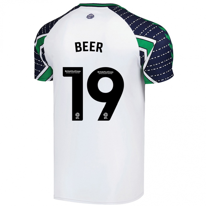 Kids Football Megan Beer #19 White Away Jersey 2024/25 T-Shirt