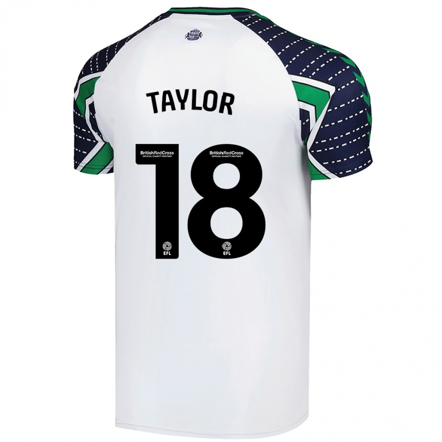 Kids Football Ellis Taylor #18 White Away Jersey 2024/25 T-Shirt