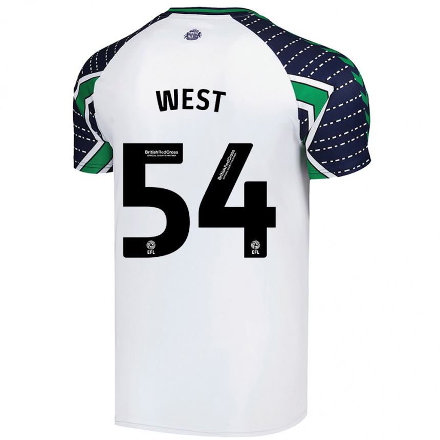 Kids Football Ella West #54 White Away Jersey 2024/25 T-Shirt