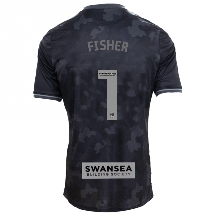 Kids Football Andy Fisher #1 Black Away Jersey 2024/25 T-Shirt