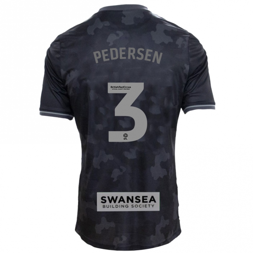 Kids Football Kristian Pedersen #3 Black Away Jersey 2024/25 T-Shirt