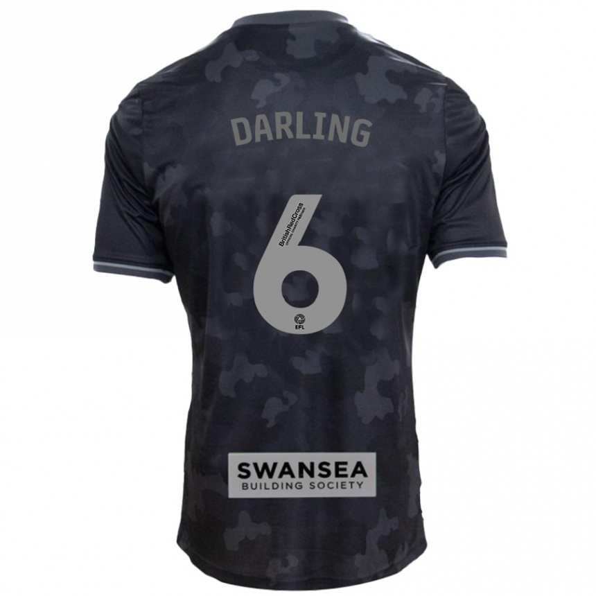 Kids Football Harry Darling #6 Black Away Jersey 2024/25 T-Shirt