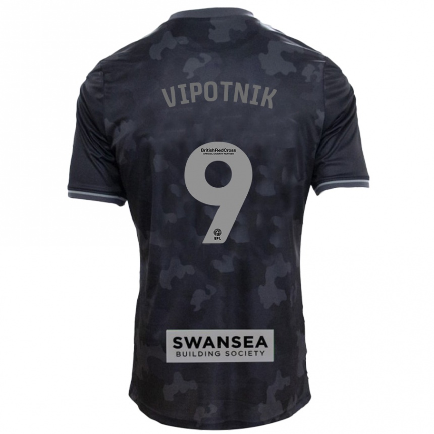 Kids Football Zan Vipotnik #9 Black Away Jersey 2024/25 T-Shirt