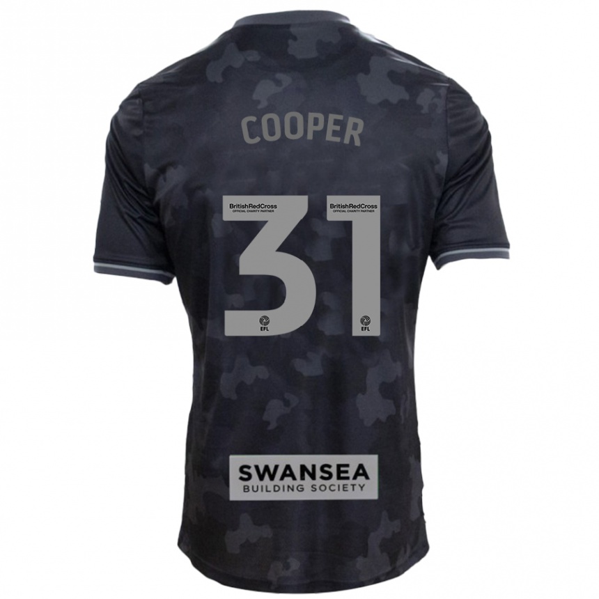 Kids Football Oliver Cooper #31 Black Away Jersey 2024/25 T-Shirt