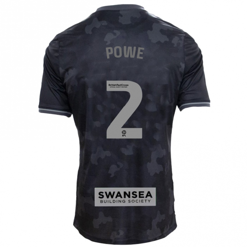 Kids Football Alicia Powe #2 Black Away Jersey 2024/25 T-Shirt