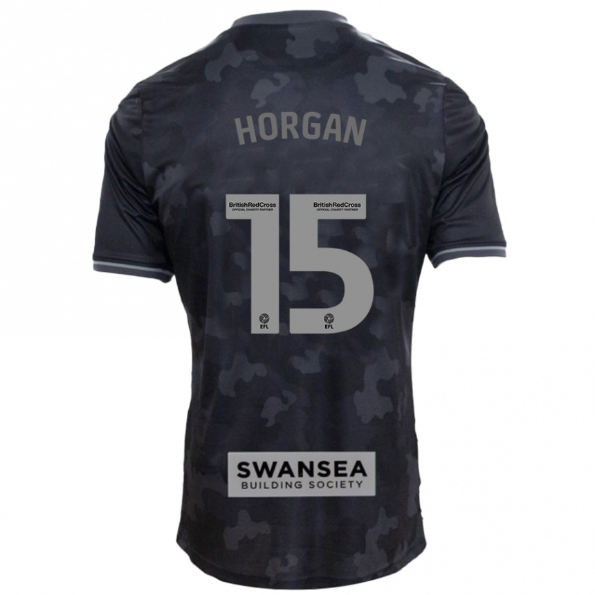 Kids Football Gwenan Horgan #15 Black Away Jersey 2024/25 T-Shirt