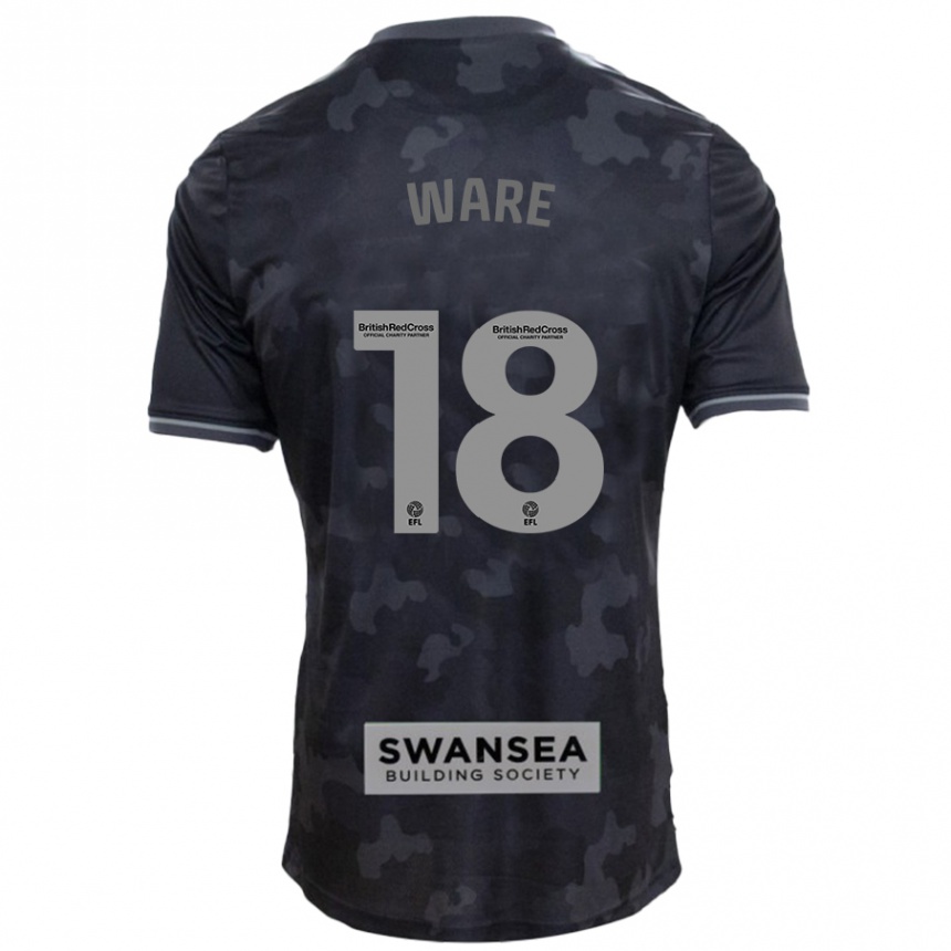 Kids Football Phoebe Ware #18 Black Away Jersey 2024/25 T-Shirt