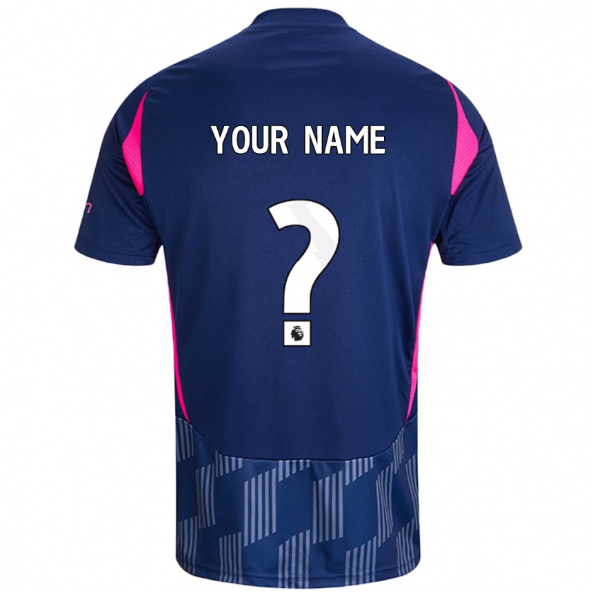 Kids Football Your Name #0 Royal Blue Pink Away Jersey 2024/25 T-Shirt