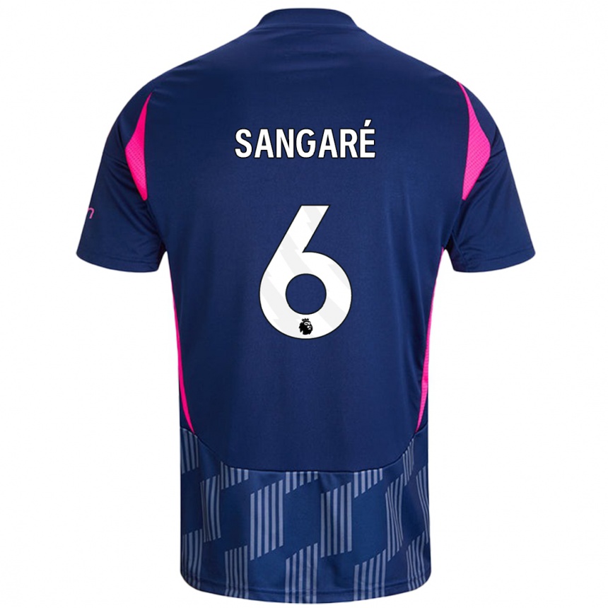 Kids Football Ibrahim Sangaré #6 Royal Blue Pink Away Jersey 2024/25 T-Shirt