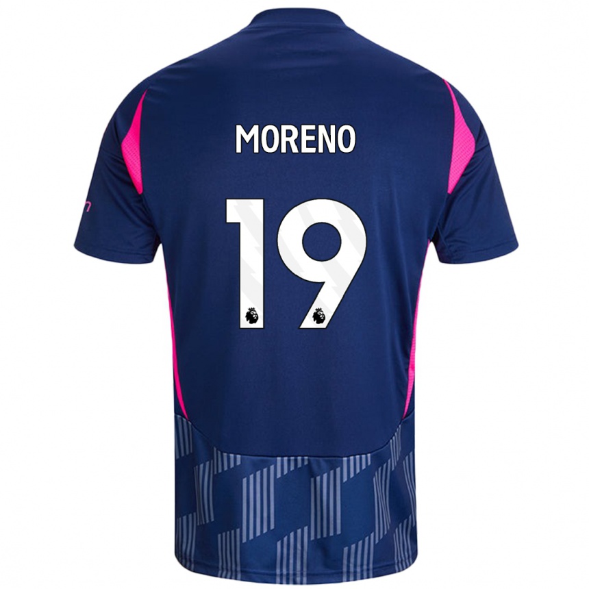 Kids Football Álex Moreno #19 Royal Blue Pink Away Jersey 2024/25 T-Shirt