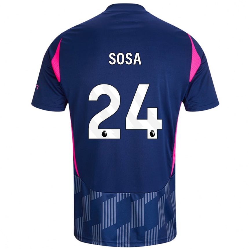 Kids Football Ramón Sosa #24 Royal Blue Pink Away Jersey 2024/25 T-Shirt