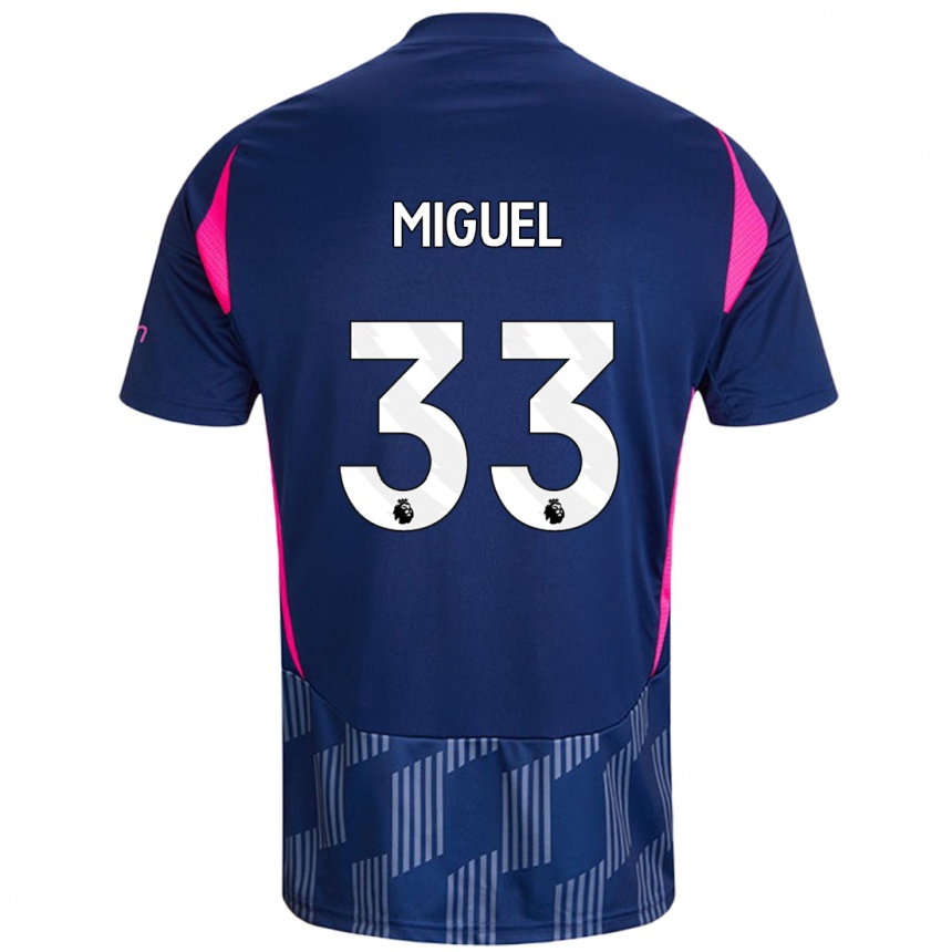 Kids Football Carlos Miguel #33 Royal Blue Pink Away Jersey 2024/25 T-Shirt