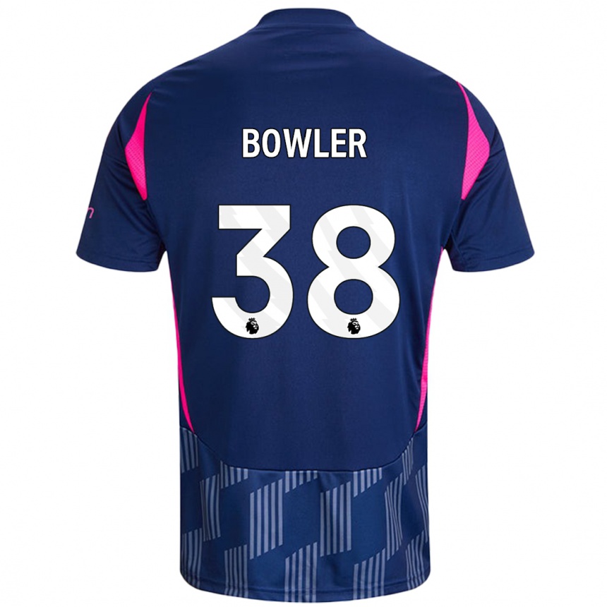 Kids Football Josh Bowler #38 Royal Blue Pink Away Jersey 2024/25 T-Shirt