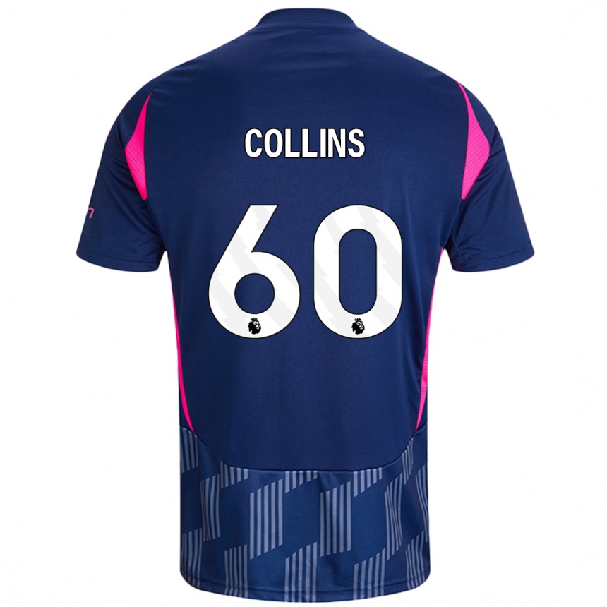 Kids Football Sam Collins #60 Royal Blue Pink Away Jersey 2024/25 T-Shirt