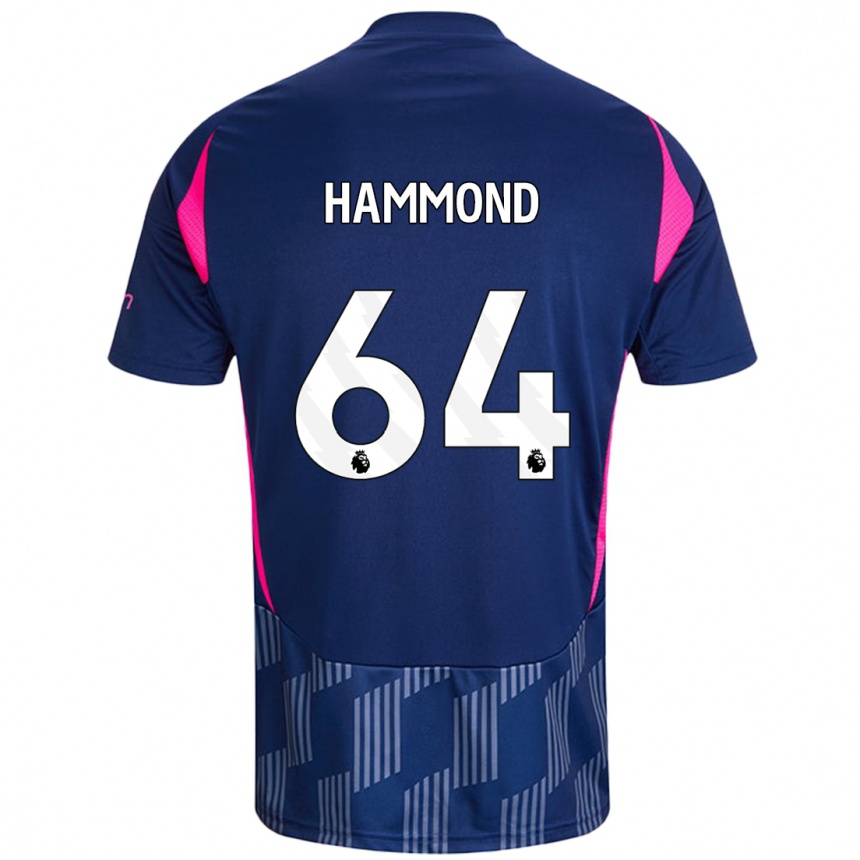 Kids Football Ben Hammond #64 Royal Blue Pink Away Jersey 2024/25 T-Shirt